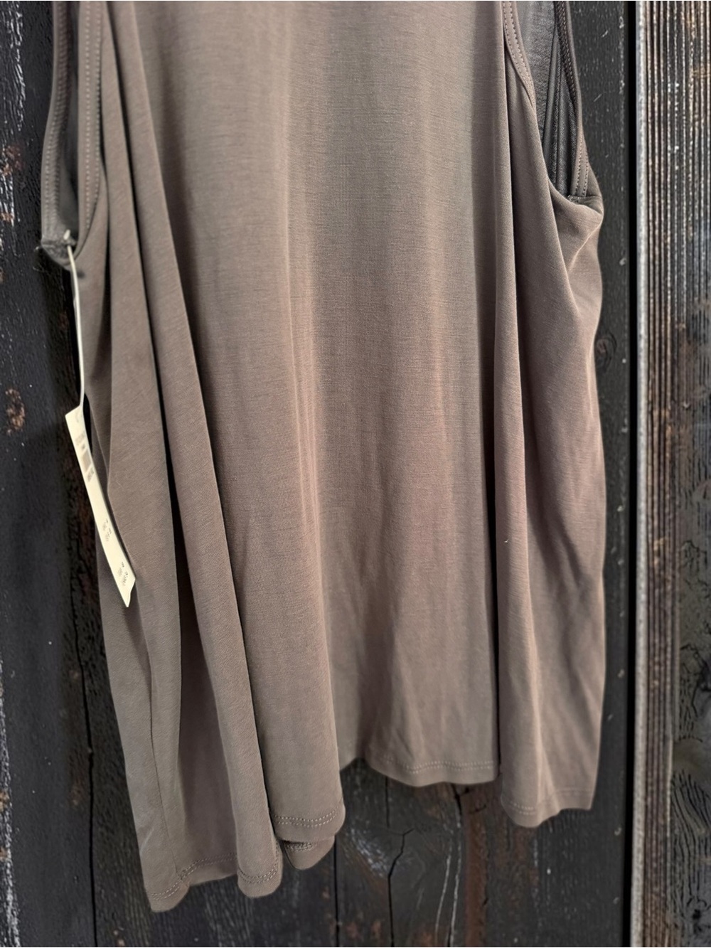 Abercrombie & Fitch Beaded Mock Neck Tank Large Taupe Embellished Top - Picture 6 of 8